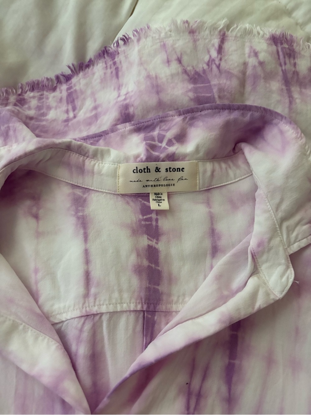 cloth & stone Anthropology Lilac & White Tie-Dye Button-Down Shirt - Women - Picture 3 of 7